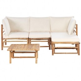 Beliani-CERRETO-Loungeset4-zitshoekbank-Wit-Bamboehout