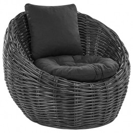 Beliani-LERICI-Tuinstoel-Zwart-Rotan