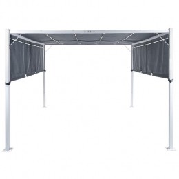 Beliani-PARGA-Tuinpaviljoen-GrijsWit-Polyester