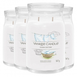 4xYankeeCandleGeurkaarsLargeJarCleanCotton567gr