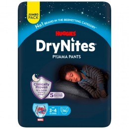 4xHuggiesDryNitesNachtbroekjesJongen3-4jaar16stuks