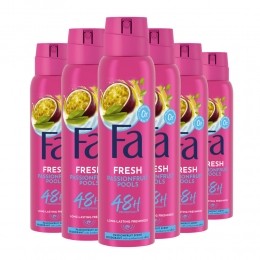 6xFaDeodorantSprayPassionFruitPools150ml
