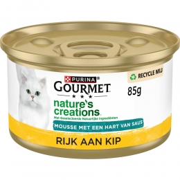24xGourmetNaturesCreationsKattenvoerNatMoussemetSausKip85gr