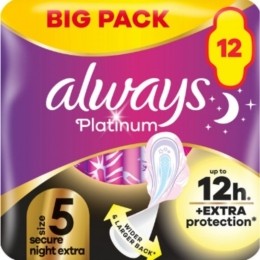 AlwaysMaandverbandPlatinumSecureNightExtraWings12stuks