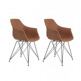 EetkamerstoelSerbinbruinPUleersetvan2