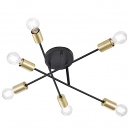 TrioLighting6-lampsplafondlampCrossinzwart-goud