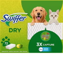 3xSwifferVloerreinigerDrogeVloerdoekjesOdorDefenseLemon72stuks