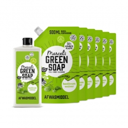 MarcelsGreenSoapAfwasmiddelBasilicumVertivertGras6NavullingenPakket