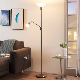 LindbyuplighterJost180cmnikkelkleurigleeslampje