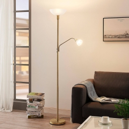 LindbyuplighterJost180cmmessingleeslampE27