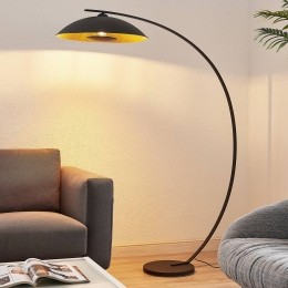 LindbygebogenvloerlampEmiliennezwartgoudkleurig180cm