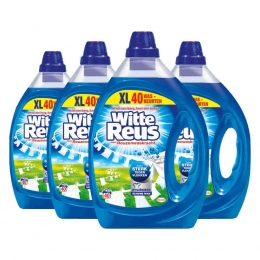 4xWitteReusVloeibaarWasmiddelWit40Wasbeurten2liter