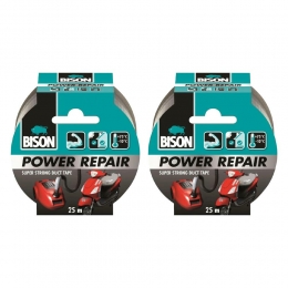 2xBisonTapePowerRepairGrijs25meter
