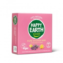 3xHappyEarth100NatuurlijkeShowerBarLavenderYlang90gr
