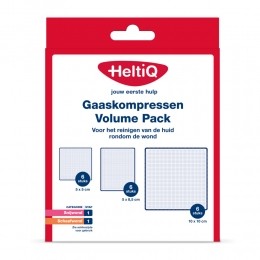 HeltiQGaaskompressenVolumePack6stuks5x5cm6stuks5x85cm6stuks10x10cm18stuks