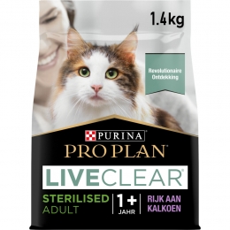 ProPlanLiveClearKattenvoerDroogSterilisedAdultKalkoen14kg
