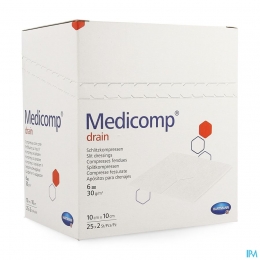MedicompDrain10x10cm6lSt25x2Ps