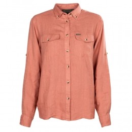 PinewoodDamesblouseVrnamoNaturesafeLinenLSShirtWsbrickpinkMaatXXL