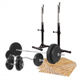 Completeset-Squatrack-Halterset100kg-Vloematten-GorillaSports