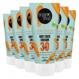 6xOrganicShopZonnebrandcrmeGezichtSPF30Normalehuid50ml