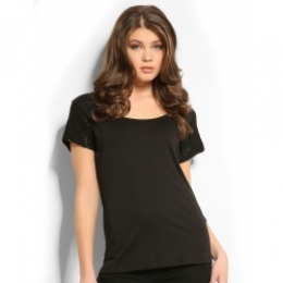 9996MARICEKNITTOP-Guess-T-shirts-Zwart