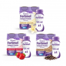 FortimelCompactProtein24BundelVanille-Aardbei-MokkaVoedingssupplement-Ondervoeding12x125ml