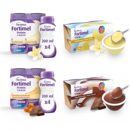 FortimelPakket8xCrmeVanille-Chocolade8xFortimelProtein2kcalVanille-Chocolade-KaramelVoedingssupplementOndervoeding