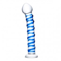 GlasBlueSpiralGlazenDildo