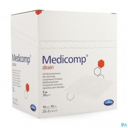 MedicompDrain10x10cm6lSt25x2Ps