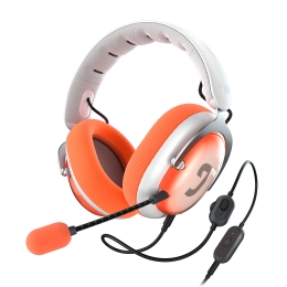TeufelZOLAGamingHDHeadset71BinauralSurroundSoundKrachtigeBasLightGrayCoralRed
