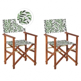 Beliani-CINE-Tuinstoelsetvan2-GroenCremewitBlad-Polyester