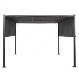 Beliani-PARGA-Tuinpaviljoen-ZwartGrijs-Polyester