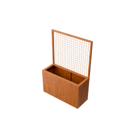 VertaRechthoekigeplantenbakcortenstaalmetklimnetL100xB40xH143cmGeroba-Geroba