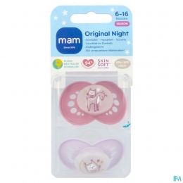 MamOriginalNightFopspeen6-16mPink2Stuks