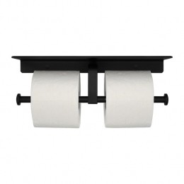 QUVIOToiletrolhouderdubbelmeteenplankje-Metaal-Zwart