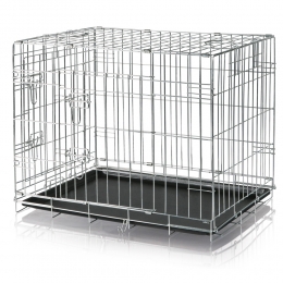 TRIXIEMetalenhondenbenchzilver-zwartMaatL