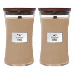 2xWoodWickGeurkaarsLargeCashmere611gr