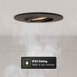 Setvan3NapelsLEDinbouwspotsextraplat-8W570lm-2700Kwarmwit-Dimbaar-Rond-360Kantelbaar-IP65waterdicht-Zwart