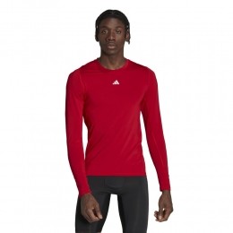 adidasTechFitOndershirtLangeMouwenRoodGrijs