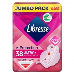 8xLibresseUltraRegularMaandverbandmetVleugelsJumboPack38stuks