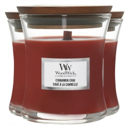 3xWoodWickGeurkaarsMiniCinnamonChai85gr