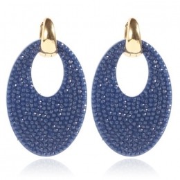 OvaledamesoorbellenCillaJewelsBlauwGoudkleurig