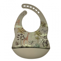 Dutsi-Siliconen-BabySlabbetje-Metopvangbakje-Safari-Sage