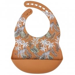 Dutsi-Siliconen-BabySlabbetje-Metopvangbakje-Safari-Kaneelbruin