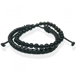 LGTJWLSNatuursteenenLerenArmbandenset-Zwart-HerenSieraden-AgaatenLeder-voorMannen
