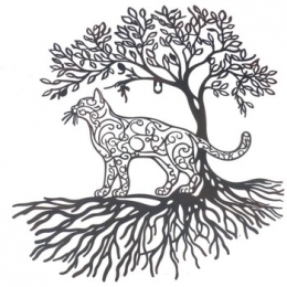 BeeldjesSignesGrimaltBoomWanddecoratieMetKat