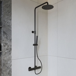 BWSRegendoucheLussoHoofddouche20cmRondmetHanddoucheMatZwart