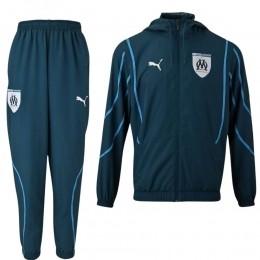 PUMAOlympiqueMarseillePre-MatchAnthemWovenTrainingspakFull-Zip2024-2025DonkerblauwLichtblauwWit