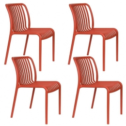 HousecraftLivingManteTuinstoelenKunststofTerraRood-Setvan4