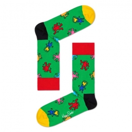 HappySocksxKeithHaringDancingGroen